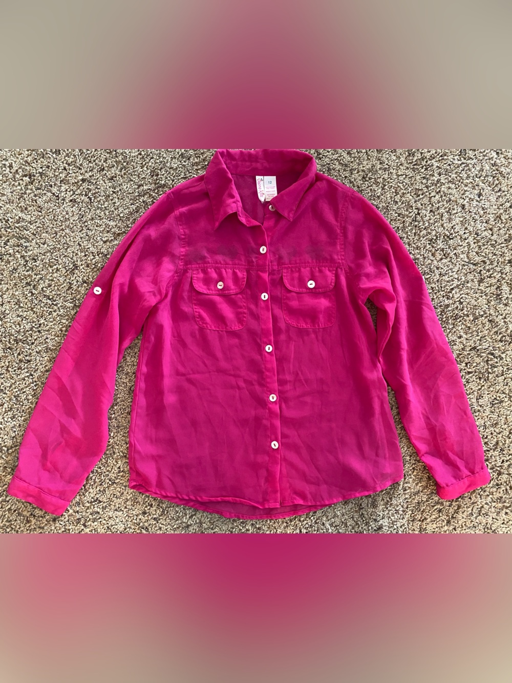 Japna Kids Girls 12 button down heart cut out collared shirt